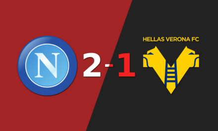 Con la mínima diferencia, Napoli venció a Hellas Verona por 2 a 1