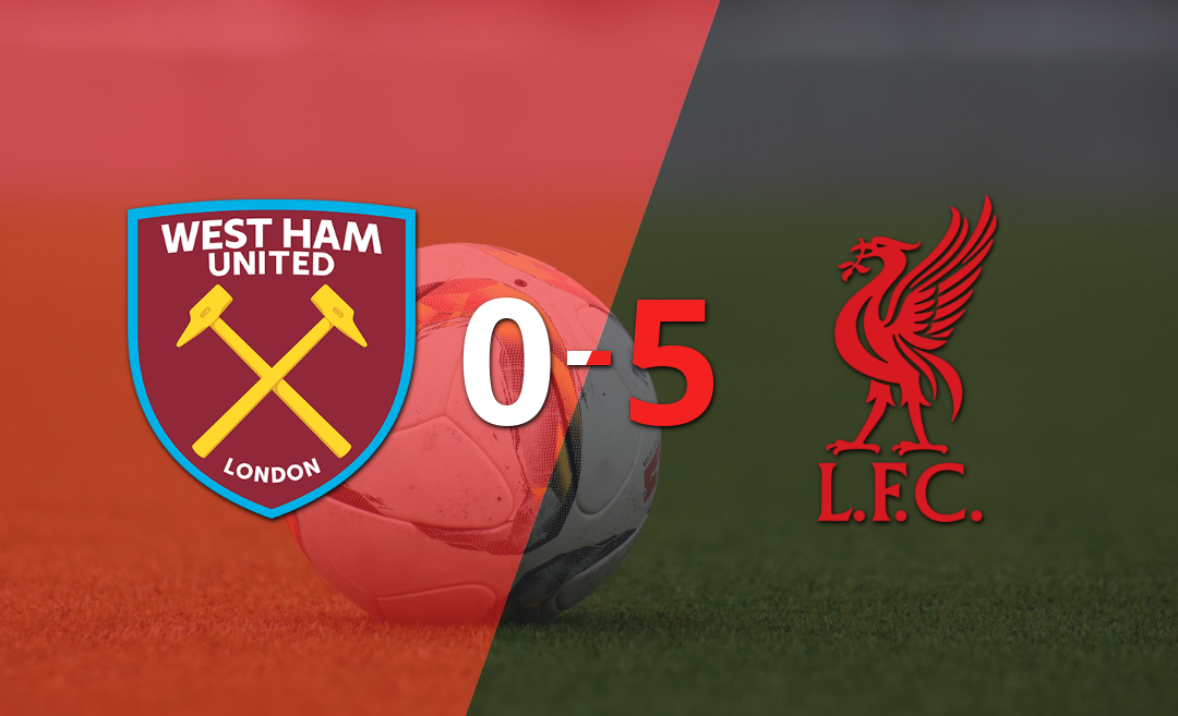 Liverpool se da un festín y devora a West Ham United por 5 a 0